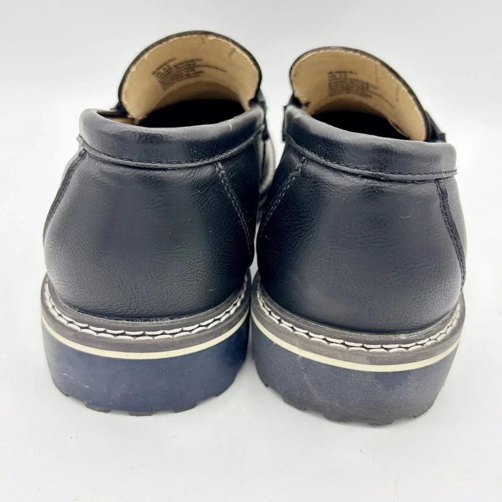 Steve Madden Karver Mens Bit Loafers Black Webbing‎ Strap Lug Sole 9.5